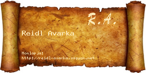 Reidl Avarka névjegykártya